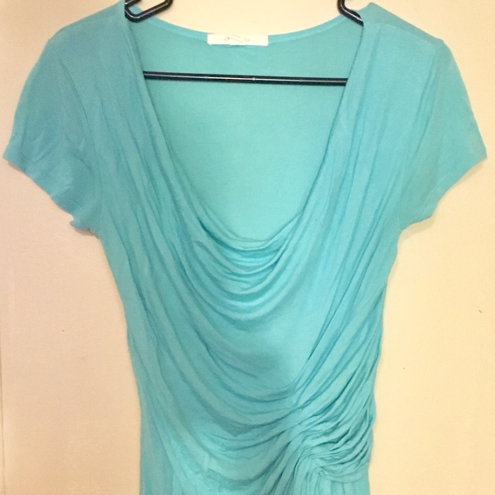 A Long Blue Short Sleeve Shirt